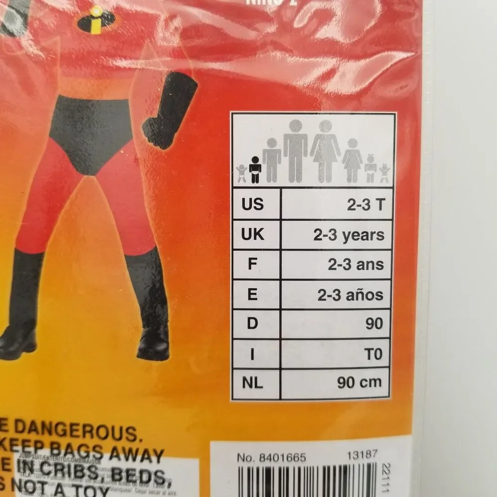 Disney Pixar The Incredibles Dash Toddler 2 Halloween Costume Jumpsuit Brand New